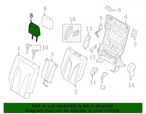 Подголовник 2 ряда правый Lincoln MKC 15-19 кожа черная
