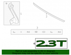 Эмблема надпись 2.3T двери багажника Lincoln Corsair 20-22 хром