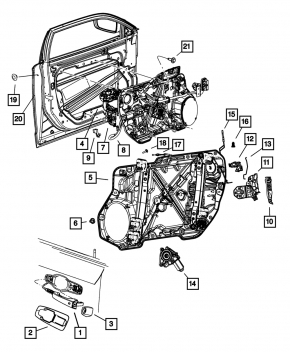 Механизм ручки двери передней правой Dodge Journey 11-20