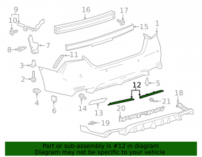 Молдинг нижний заднего бампера левый Toyota Camry 18-24 SE/SXE
