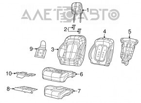Пассажирское сидение Chrysler 200 15-17 без airbag, ткань черн