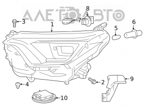 Фара передняя левая в сборе Toyota Rav4 16-18 LED