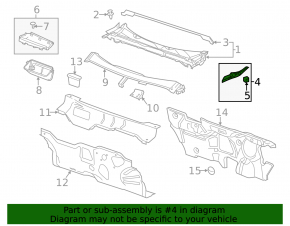 Уплотнитель решетки дворников правый Chevrolet Malibu 13-15