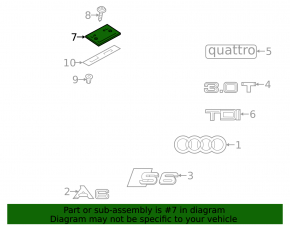 Площадка номерного знака крышки багажника Audi A6 C7 12-18