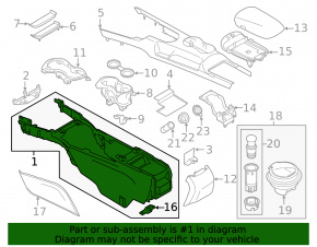 Консоль центральная подлокотник и подстаканники Ford Mustang mk6 15-23 в сборе кожа черная