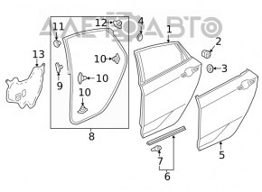 Дверь голая задняя левая Honda Civic XI FE/FL 22-24 5d US built