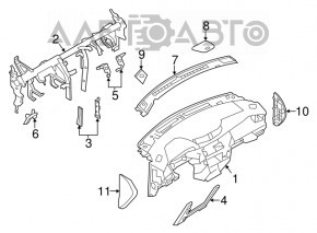 Bord față Nissan Rogue 14-20 cu AIRBAG, BOSE bej, cu ornamente și torpedou, suport ornamente crăpat, uzat, lipit