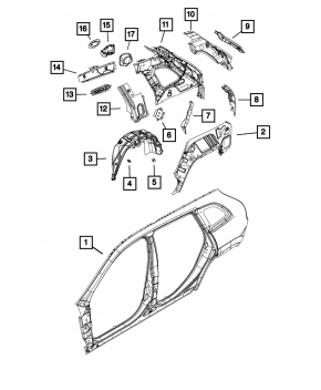 Captuseala aripa spate dreapta Jeep Cherokee KL 19-