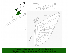 Ornament triunghi interior ușă spate stânga Hyundai Tucson 16-21, suport defect
