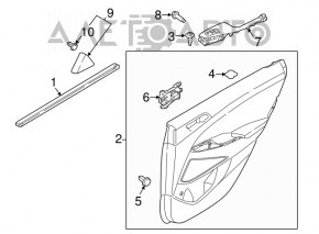 Ornament triunghi interior ușă spate stânga Hyundai Tucson 16-21, suport defect