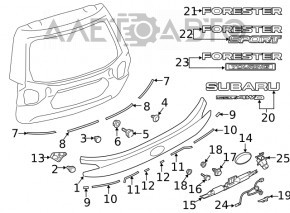 Накладка двери багажника Subaru Forester 19-24 SK царапины