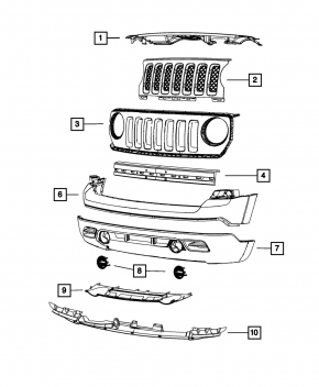 Бампер передний голый нижний Jeep Patriot 11-17 структура