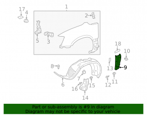 Накладка крыло передняя правая Lexus RX300 98-03