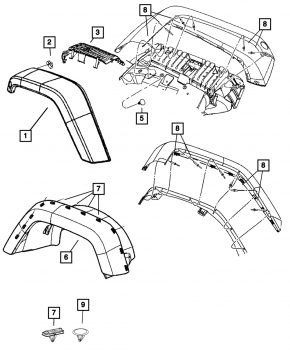 Накладка арки крыла задняя правая Jeep Wrangler 07-17