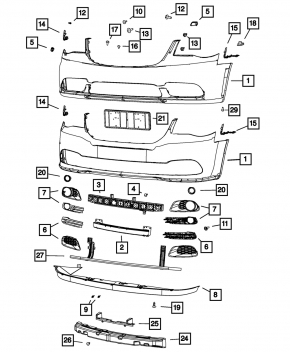 Абсорбер переднего бампера Dodge Grand Caravan 11-20