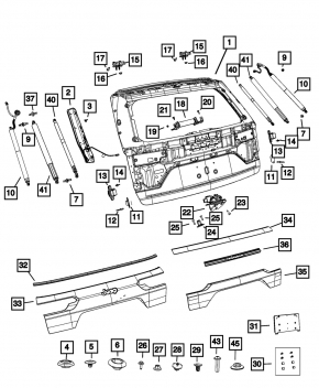 Дверь багажника голая Jeep Grand Cherokee WL 21-26 long