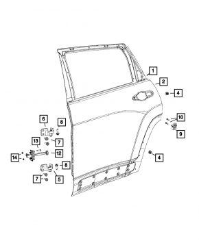 Ограничитель двери задней левой Jeep Cherokee KL 14-23