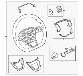 Volan gol Audi Q5 80A 18-20 piele neagră cu cusături gri, teșit, S-Line