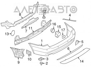 Молдинг заднего бампера BMW 3 F30 4d 16-18 хром