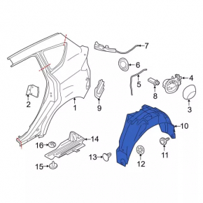 Aripa spate stânga Ford C-max MK2 13-18