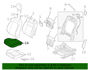 Обшивка подушки водительского сиденья Ford Mustang mk6 15-23 кожа черная
