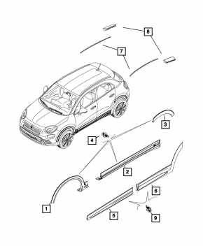 Накладка крыши левая Fiat 500X 16-22