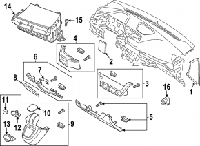 Ornamente panou frontal, partea centrală superioară Hyundai Ioniq 5 22-24, negru, fără cusături
