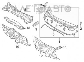 Уплотнитель решетки дворников центральный Hyundai Elantra UD 11-16