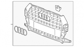 Grilă radiator Audi Q3 16-18, neagră lucioasă