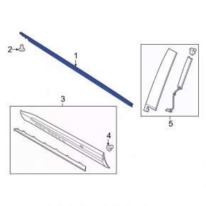 Молдинг дверь-стекло центральный передний левой Ford Explorer 20- черный матовый