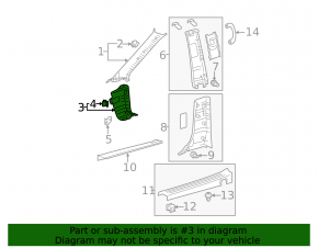 Накладка передней стойки нижняя левая Toyota Sienna 11-20 коричневая, царапины
