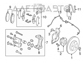 Суппорт в сборе передний правый Mazda 3 14-18 BM ржавый