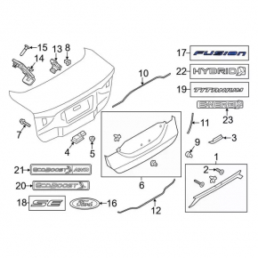 Эмблема надпись FUSION крышки багажника Ford Fusion mk5 13-18