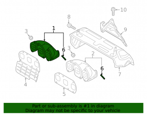 Коллектор выпускной цилиндр 1-3 VW Passat b8 16-19 USA 3.6,ржавый