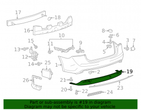 Губа заднего бампера Toyota Avalon 13-18 hybrid под 1 трубу