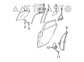 Стекло двери треугольник заднее правое Mazda3 MPS 09-13