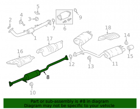 Выпускная трасса средняя часть Honda Accord 13-17 Sport, Hybrid