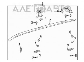Рейлинги продольные 2шт Toyota Highlander 20-26 хром