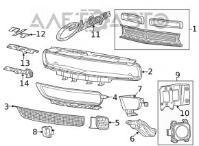Нижняя решетка переднего бампера Dodge Challenger 15-23 рест