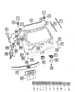 Уплотнитель двери багажника верхний Jeep Compass 17-26 трещины
