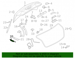 Пружина петли крышки багажника правый Audi A4 B8 08-16 с накладкой