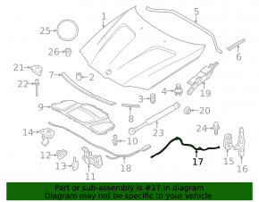 Трос открывания замка капота задняя часть BMW X3 F25 11-17