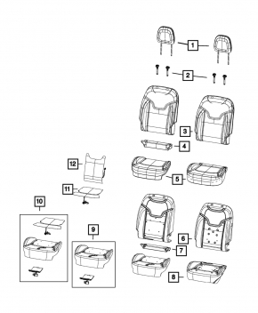 Scaun șofer Jeep Compass 19-21 cu airbag, mecanic, combinat piele neagră cu cusături roșii, Trailhawk