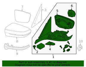 Зеркало боковое левое в сборе BMW 5 G30 17-23 подогрев
