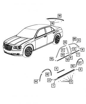Накладка двери боковая передняя левая Chrysler 300 11-23