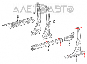 Стойка кузова центральная правая Lexus RX350 RX450h 16-22