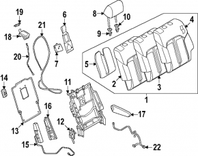 Spatele scaunelor din spate, al doilea rând, dreapta, Mazda CX-90 24-26, piele neagră, perforată pentru 7 locuri