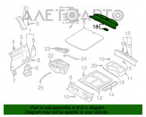 Шторка багажника VW Golf 4 5d серая, отсутствует крышка на ручке, отклеено, царапины
