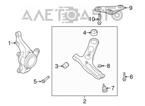 Цапфа со ступицей передняя правая Kia Forte 4d 14-18 с кожухом, ступица под замену