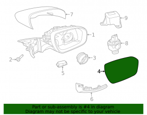 Element oglindă stânga încălzită Land Rover Range Rover Evoque 12-18